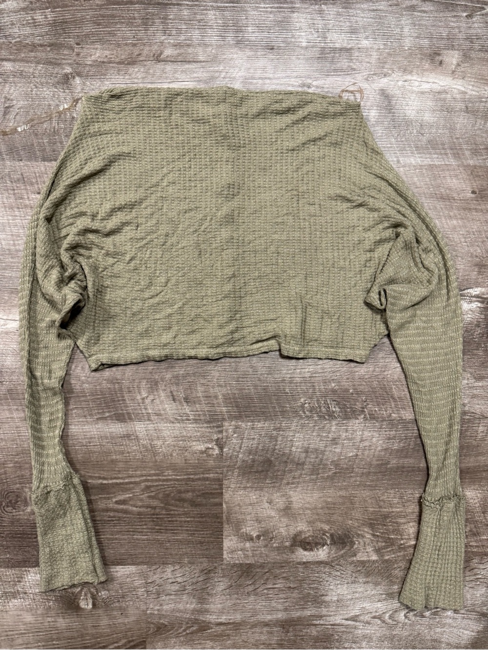 Sadie & Sage Olive Green Waffle Knit Long Sleeve Small